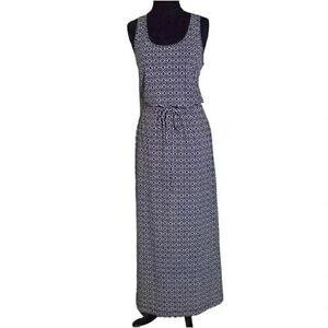 Banana Republic Women's Black & White Poly/Spandex Geometric Print Dress